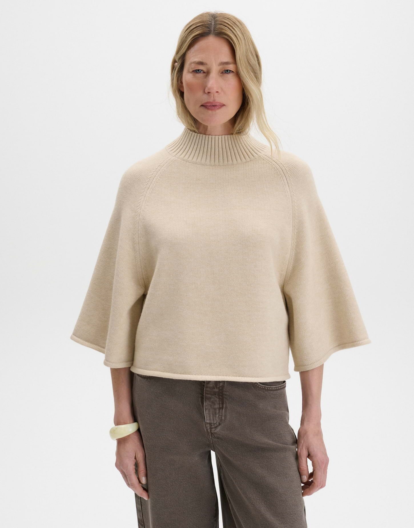 someday Kurzarmpullover Toncho aus weichem Strick Weiter Poncho Schnitt mit Raglan-Halbarm und Rollsäumen