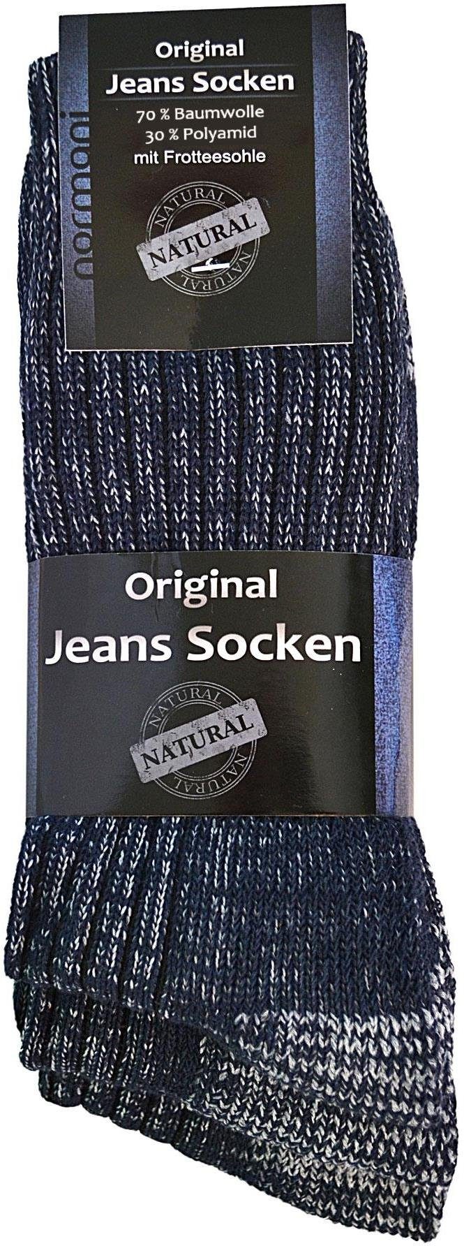 Paar) 6 (6er-Set, angenehmer Paar mit normani Marine 6 Jeanssocken Frotteesohle Basicsocken Bund