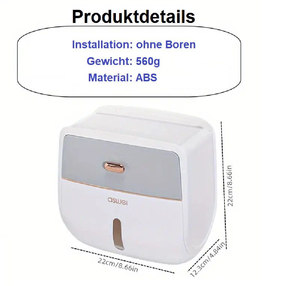 WC Grau Bohren Klopapierhalter Rollenhalter, ohne selbstklebend Schrank DENU-Home ohne Toilettenpapierhalter Bohren