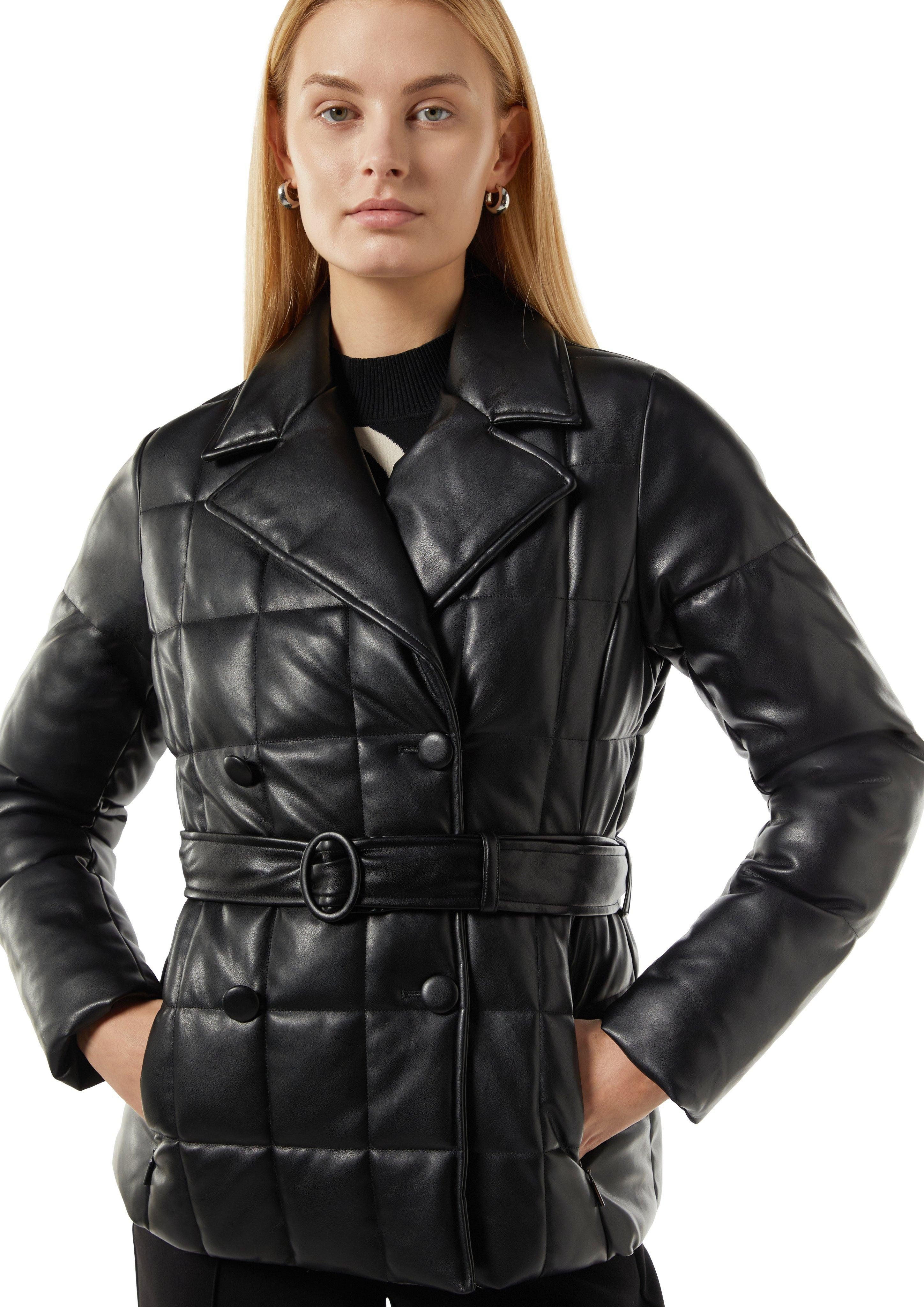 comma Kurzjacke Steppjacke aus Lederimitat günstig online kaufen