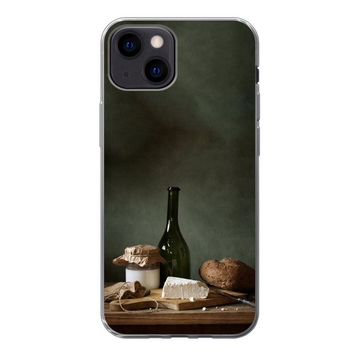 MuchoWow Handyhülle Rustikal - Brie - Stillleben - Flasche - Brot Handyhülle Apple iPhone 13 Mini Smartphone-Bumper Print Handy