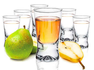 PLATINUX Schnapsglas »Shotgläser mit Gold Muste«, Glas, 6 Teilig Set Schnapsgläser 2,5cl Pinnchen Tequilagläser Wodkagläser aus Glas