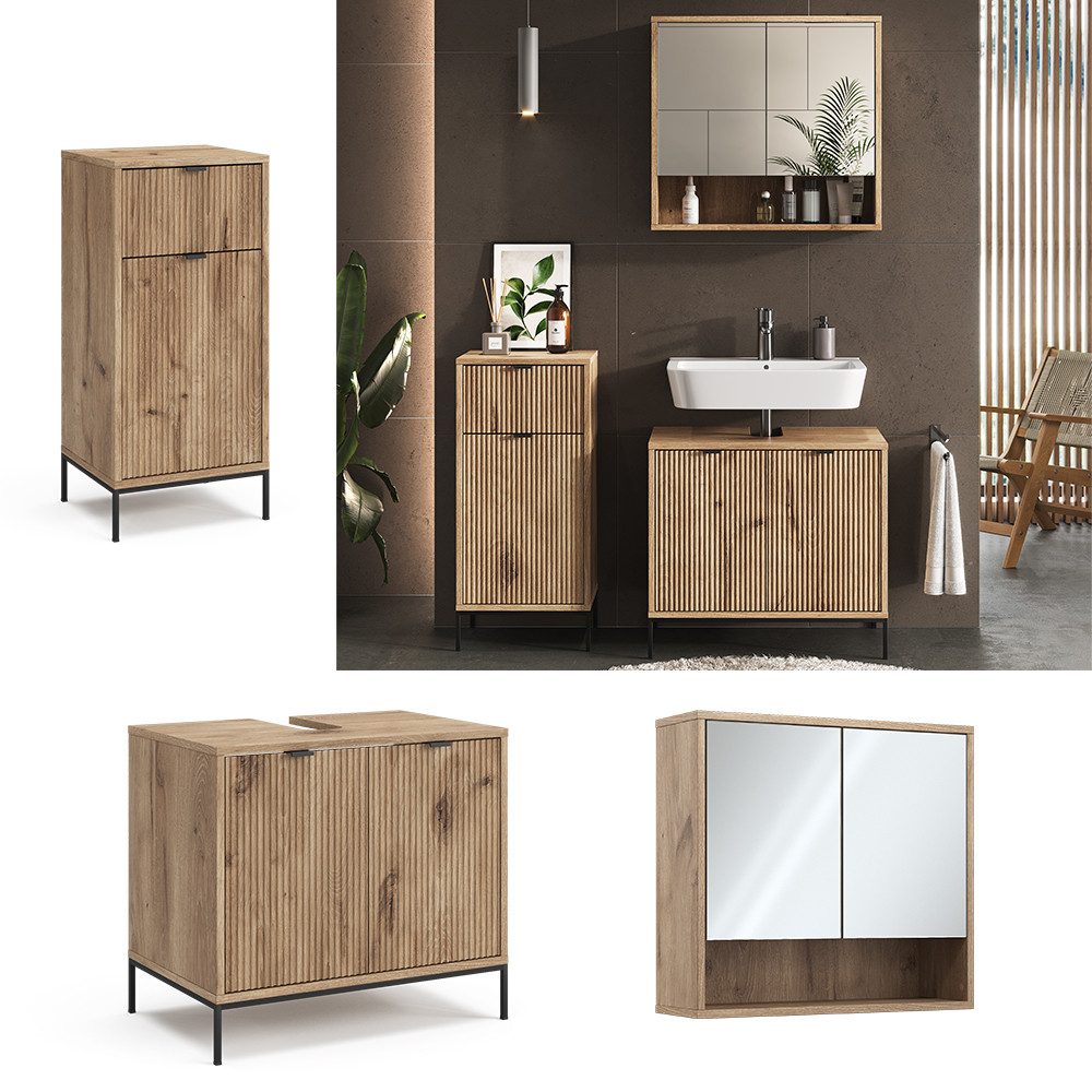 Vicco Badmöbel-Set Eliza, Viking Oak, 3 günstig online kaufen