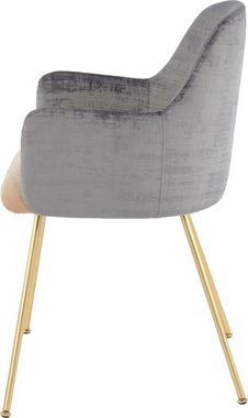 Kayoom Polsterstuhl Stuhl Richard 525 Grau / Beige (1 St), samtweicher Bezug, zweifarbig