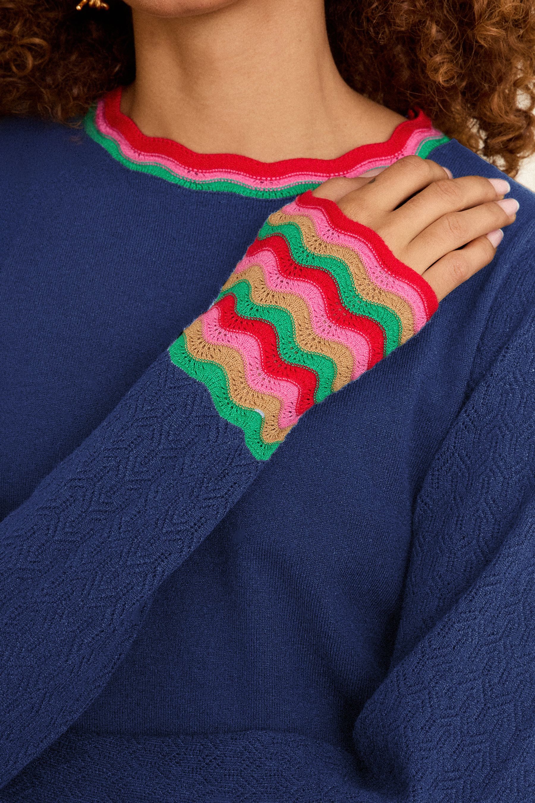 Love & Roses Strickpullover Love & Roses Strickpulli mit Regenbogen-Bündchen (1-tlg)