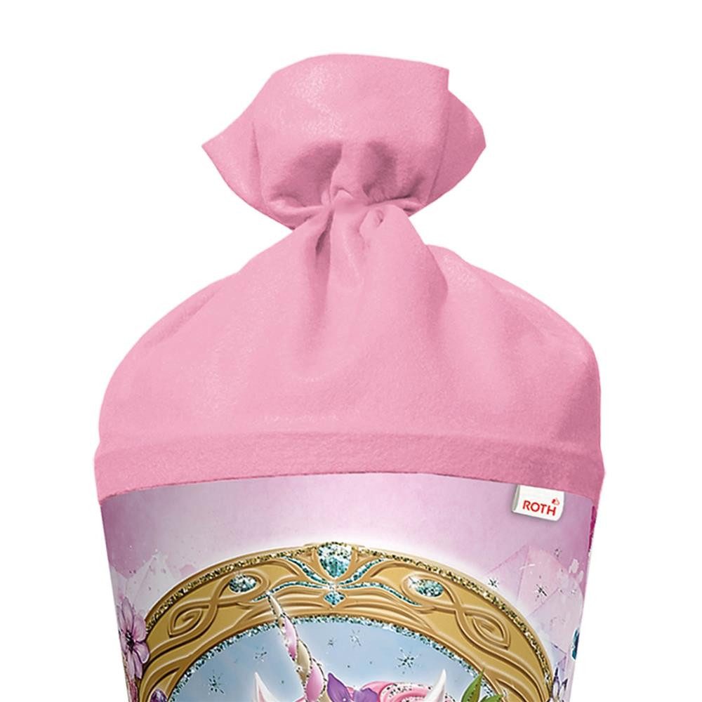 Roth Schultüte Einhorn Beauty mit Glittereffekt, 70cm, rund, mit Rot(h)-Spitze und rosafarbigem Filz – Bild 5 von 5