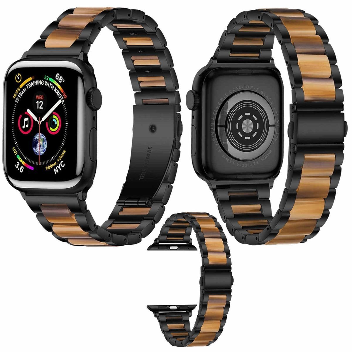Wigento Smartwatch-Armband Für Apple Watch 9 8 7 41 / 6 SE 5 4 40 / 3 2 1  38mm Metall / Harz Band