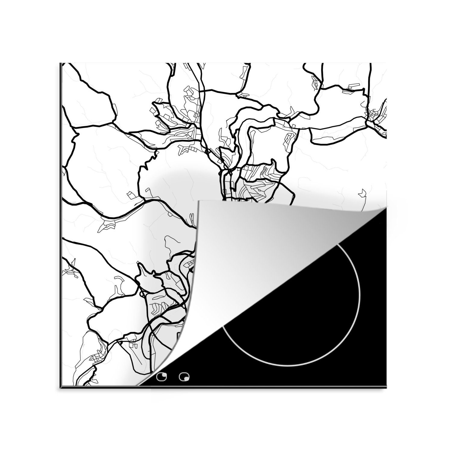 Karte (1 MuchoWow für tlg), Stadtplan, cm, Vinyl, - 78x78 Ceranfeldabdeckung, Herdblende-/Abdeckplatte küche - Arbeitsplatte Siegen