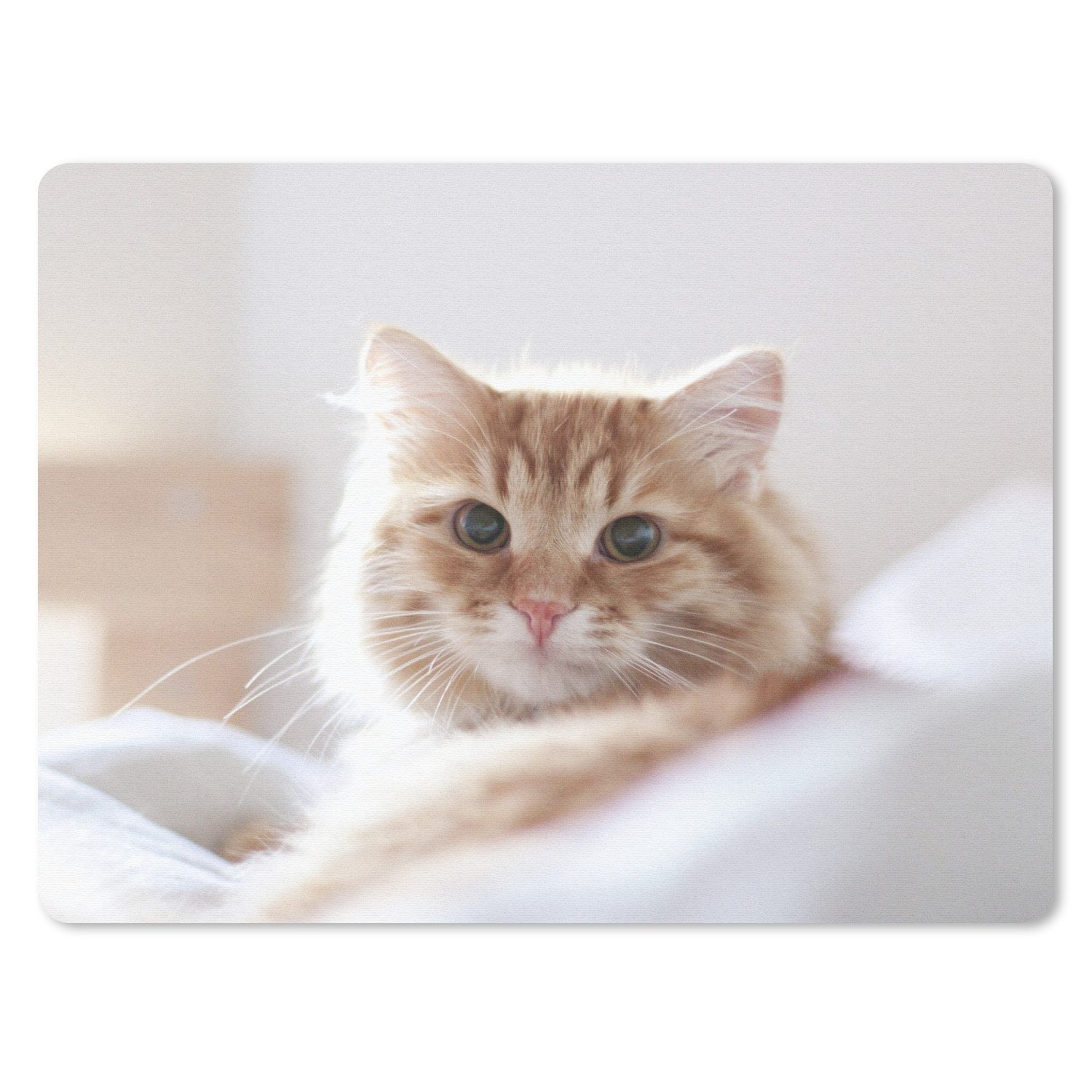 MuchoWow Mauspad Katze - Rot - Bett - Mädchen - Kinder - Jungen (1-St), Gaming, Mousepad Klein, Büro Zubehör, Mausunterlage, 23x19 cm