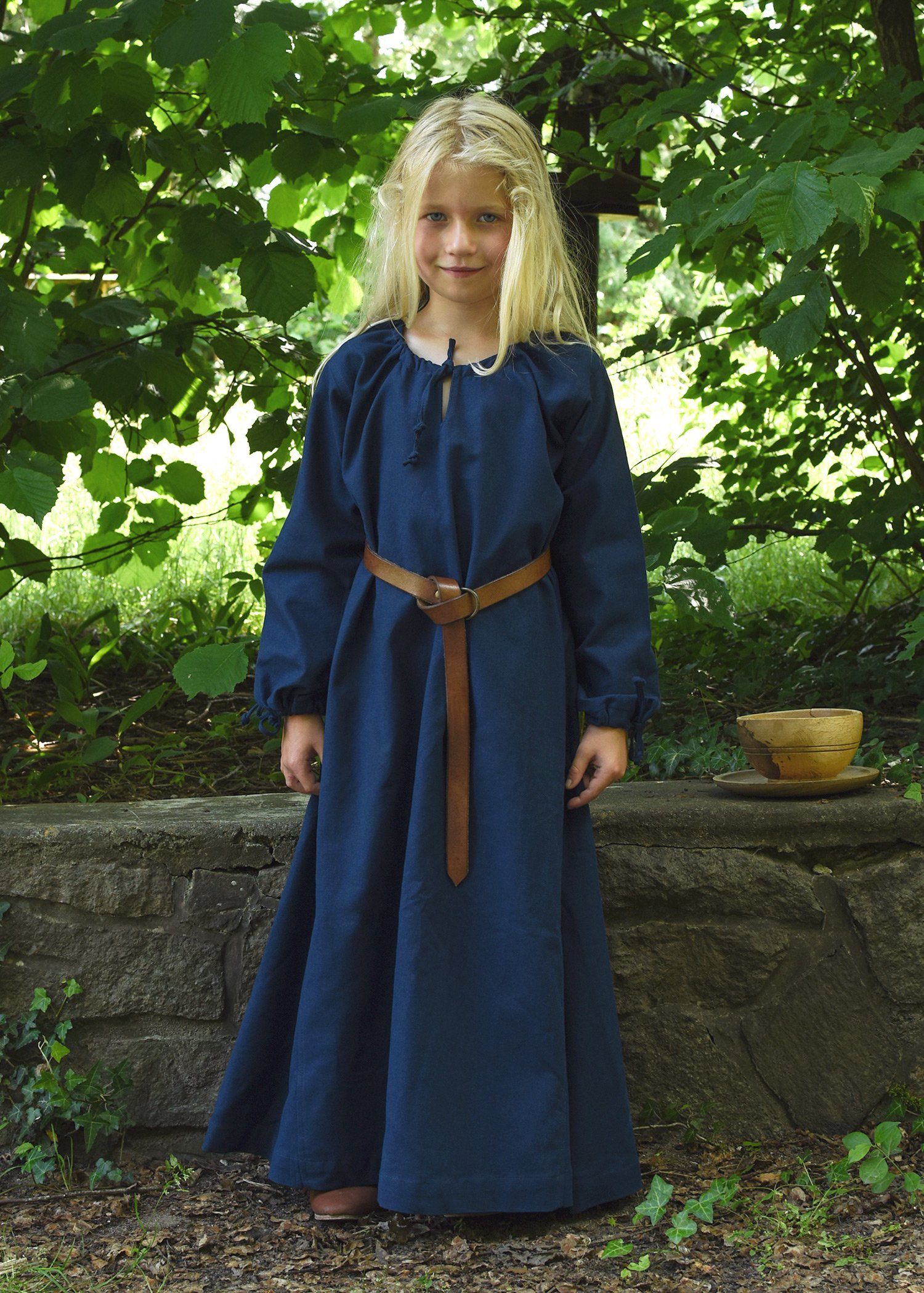 Battle Merchant Ritter-Kostüm Kinder Mittelalterkleid, Unterkleid Ana, blau, Gr. 164