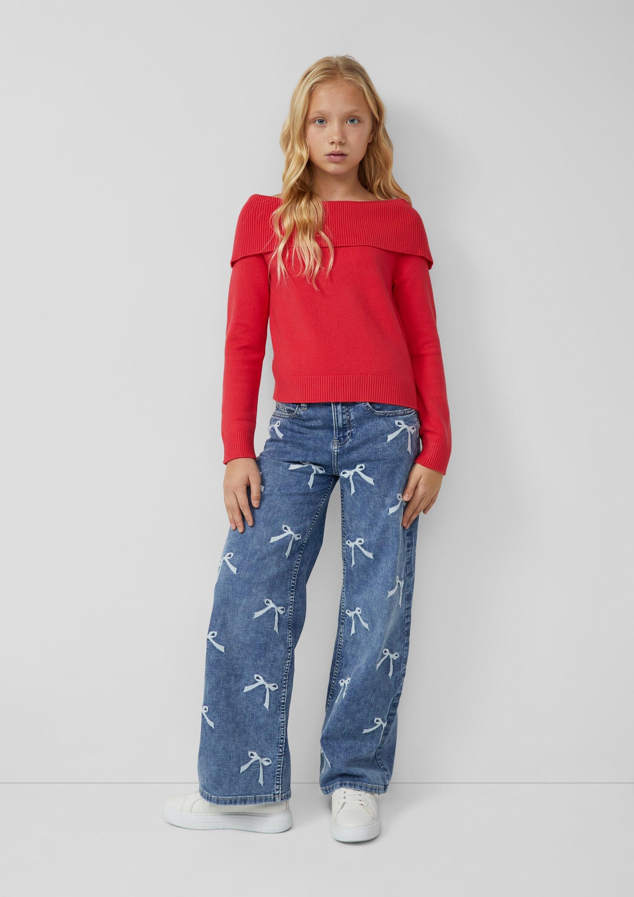 s.Oliver Longpullover Strickpullover Strick-Pullover mit Off-Shoulder-Ausschnitt