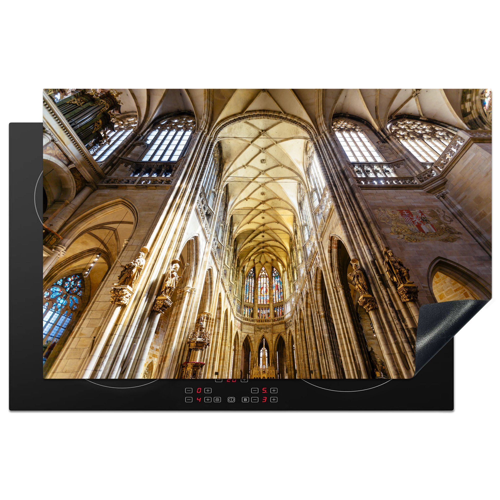 MuchoWow Herdblende-/Abdeckplatte Kathedrale - Architektur - Prag, Vinyl, (1 tlg), 81x52 cm, Induktionskochfeld Schutz für die küche, Ceranfeldabdeckung