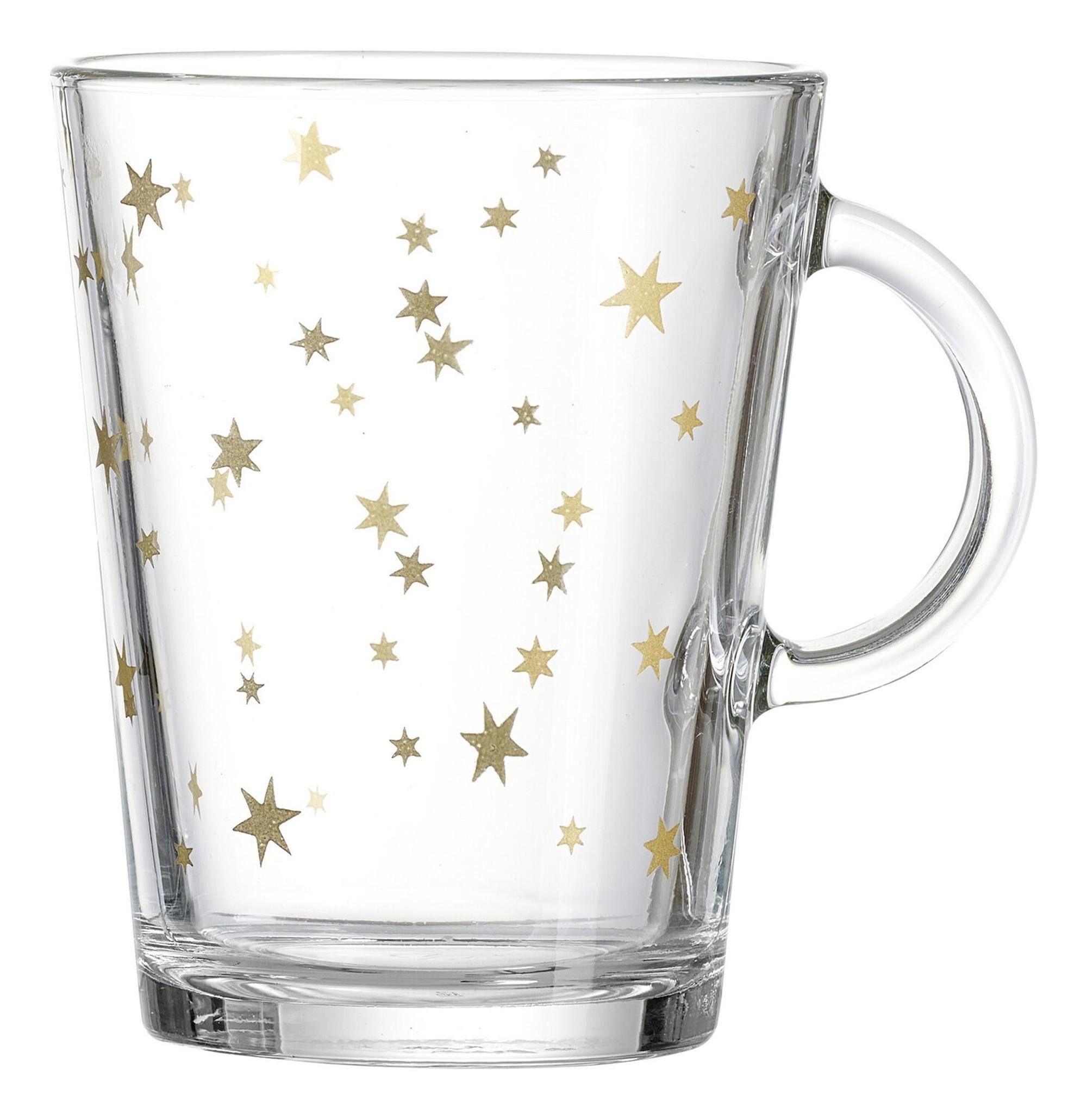 Ritzenhoff & Breker Becher Kaffeebecher Sternengestöber in Gold mit Sternenprint 380ml, Glas