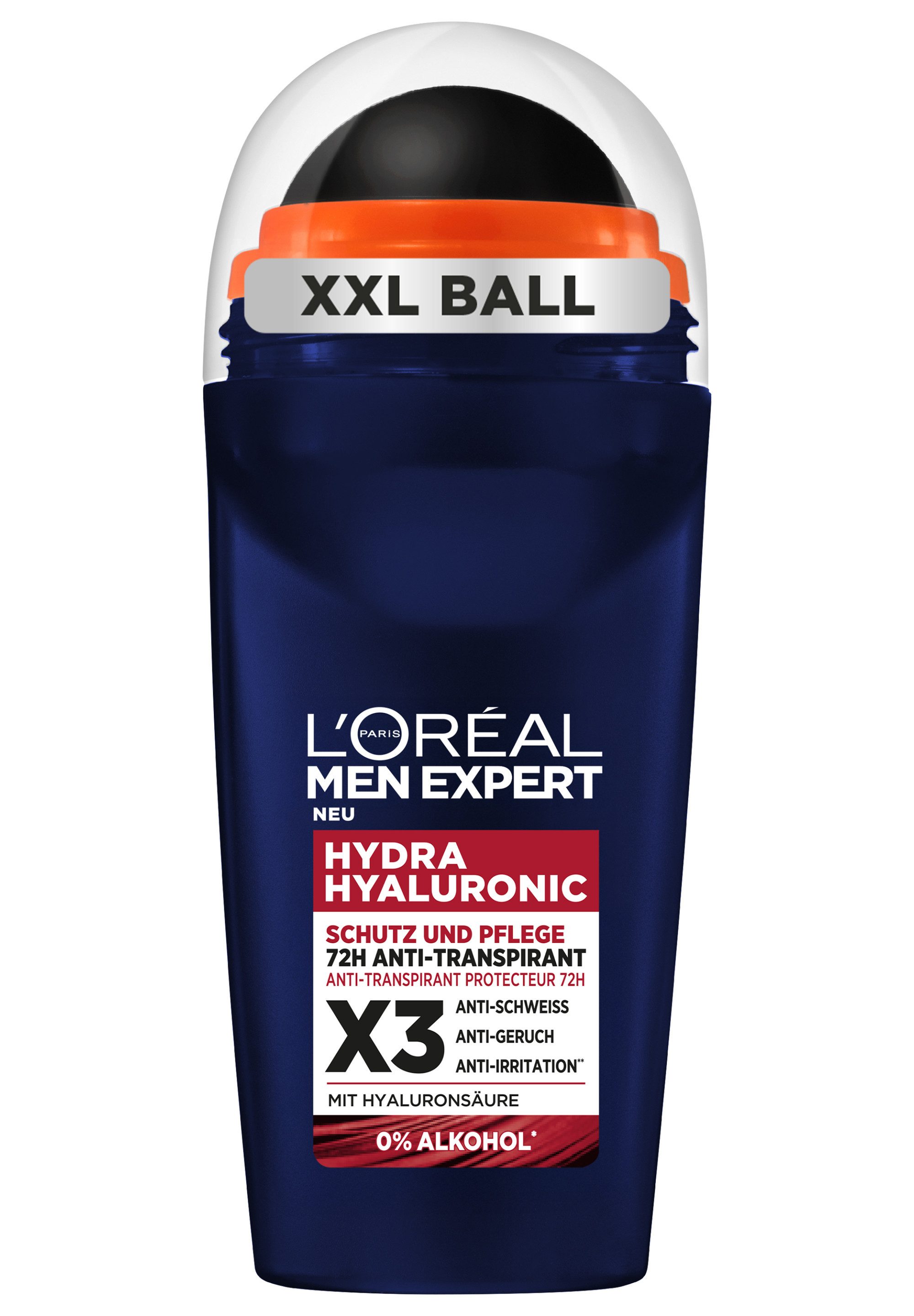 L'ORÉAL PARIS MEN EXPERT Deo-Roller L'Oréal Men Expert Hydra Hyaluronic Anti-Transpirant Roll On 6er Pack, Packung, 6-tlg.