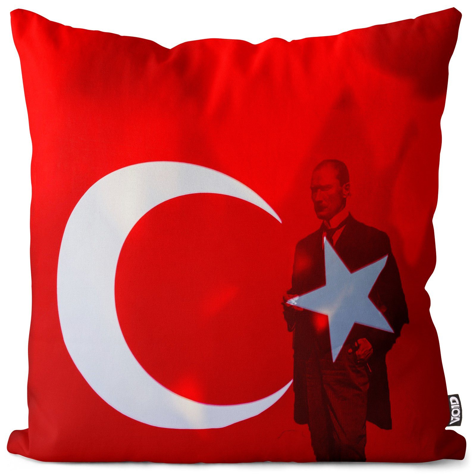 Kissenbezug, VOID (1 Kemal Stück), Nationalflagge Mustafa Präsident Stern Orient Reise Flagge Urlaub Kasim Halbmond Rot Türke Sofa-Kissen Fahne Lira 10 Erdogan