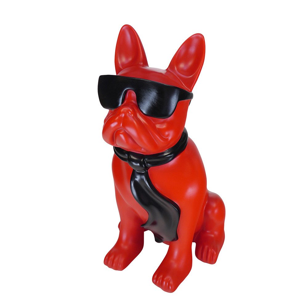AFG Tierfigur Französische Bulldogge in rot mit schwarzen Schal und Sonnenbrille (1 St)