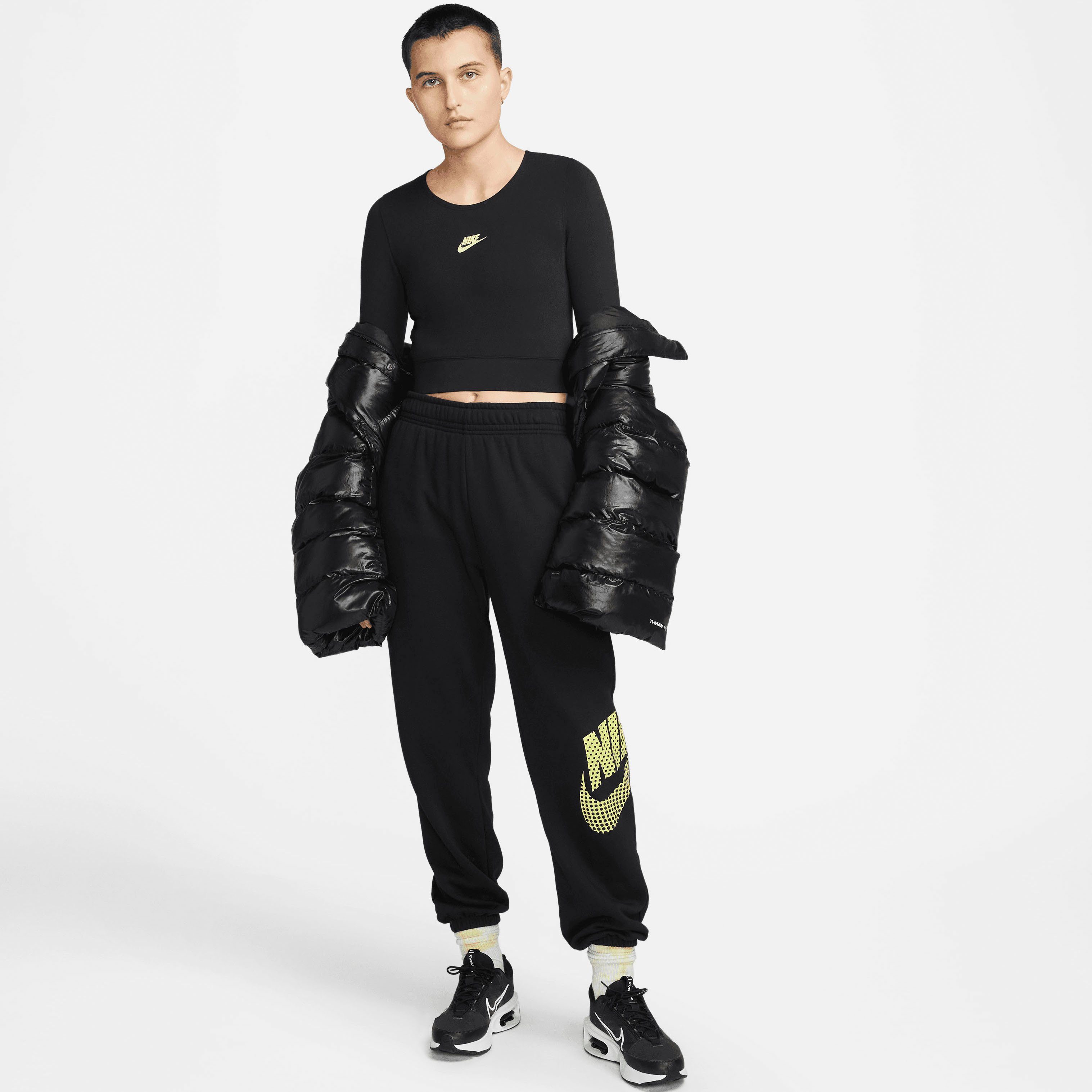 Nike Sportswear Langarmshirt W NSW DNC CROP schwarz LS TOP