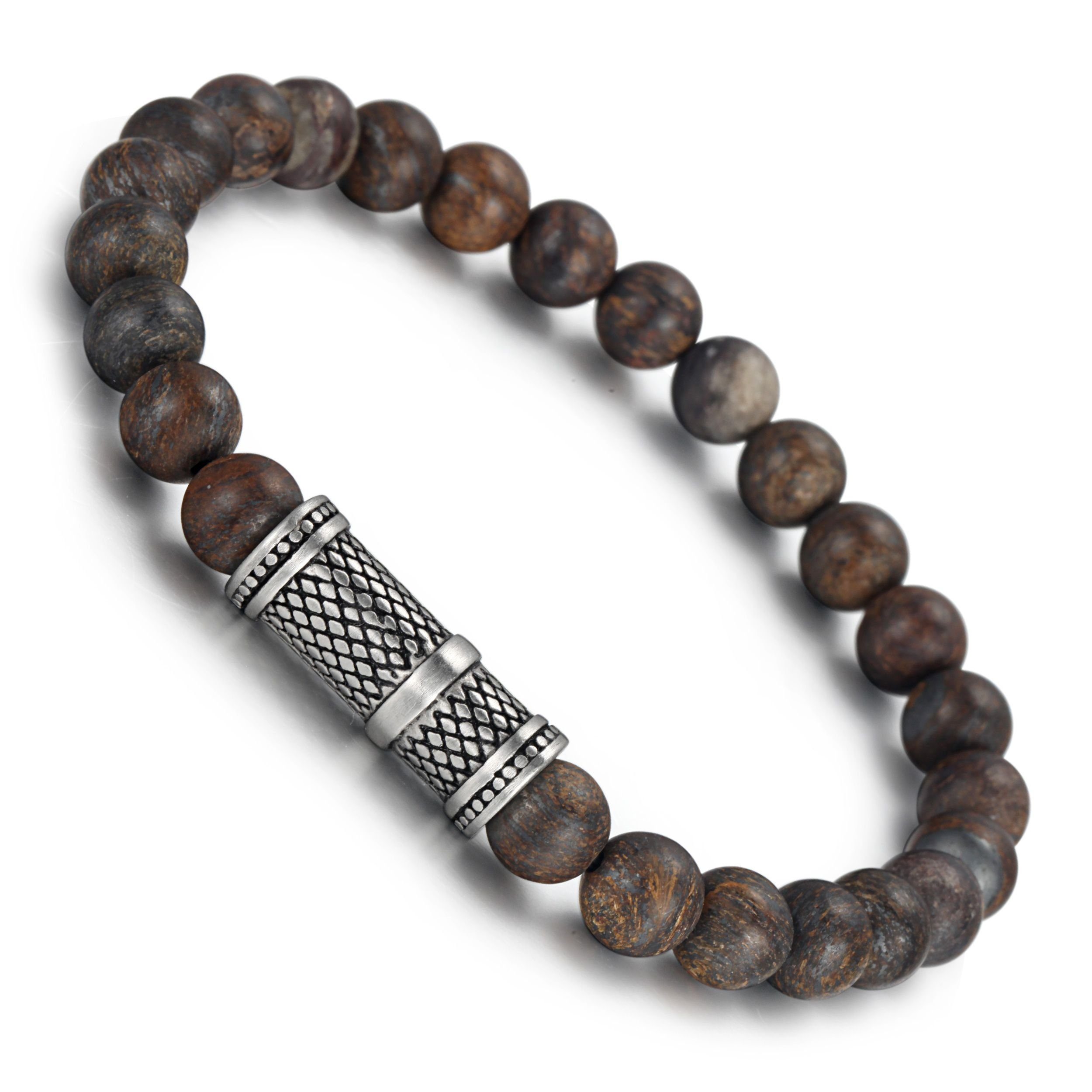 Kingka Armband „Urban mit Stretch-Bead-Armband Bronzit piece, center Rocks“ Steinkugeln und mit REPTILE Design echten