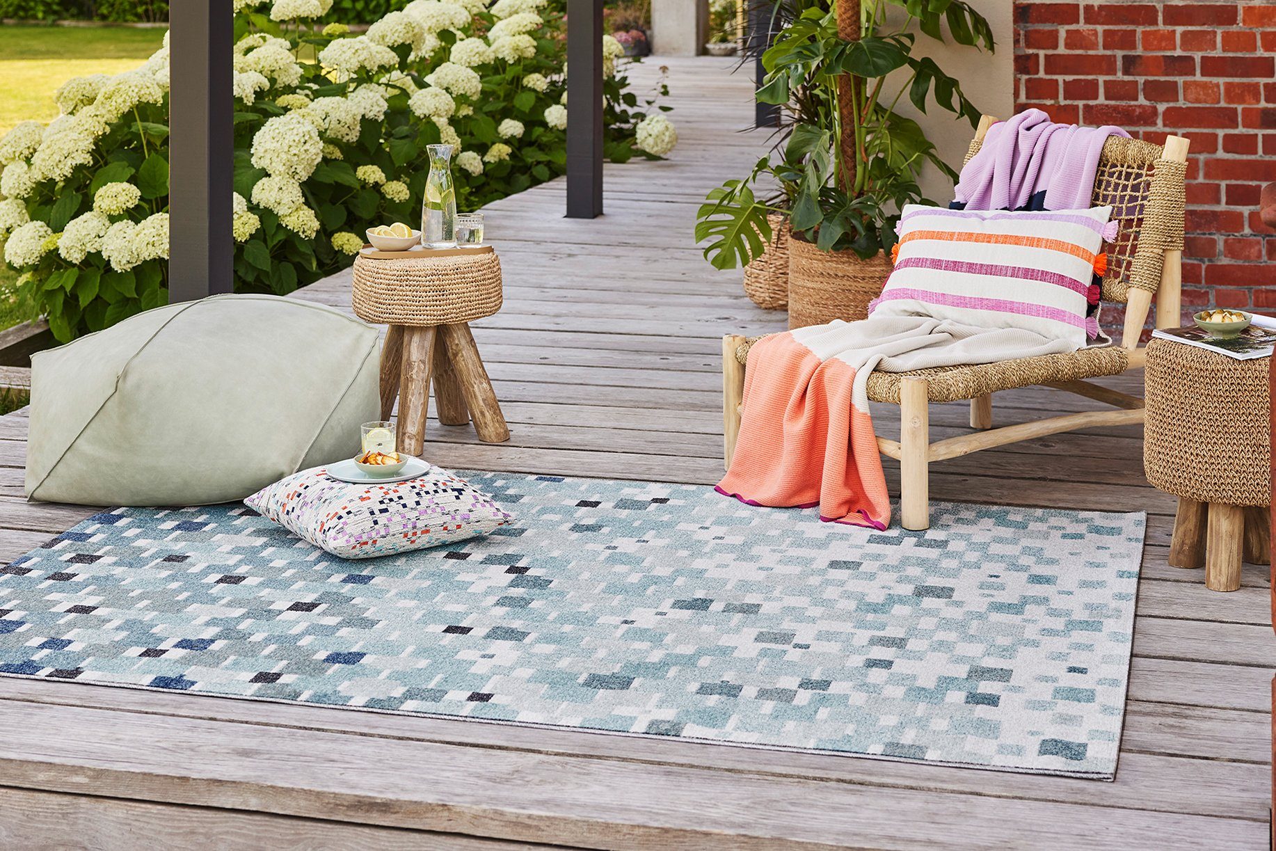 Teppich Pacific, In-und Outdoor geeignet, für rechteckig, Esprit, pflegeleicht, 4 im Terrasse, Küche, mm, Höhe: Wohnzimmer Mosaik-Muster, ideal
