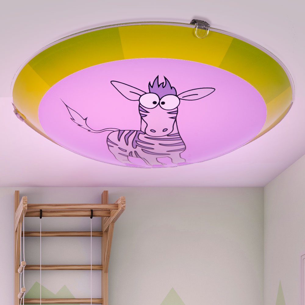 Glas etc-shop Zimmer Zebra Spiel Lampe Wand Farbwechsel, Dekolicht, Warmweiß, inklusive, Kinder Motiv Leuchtmittel Leuchte