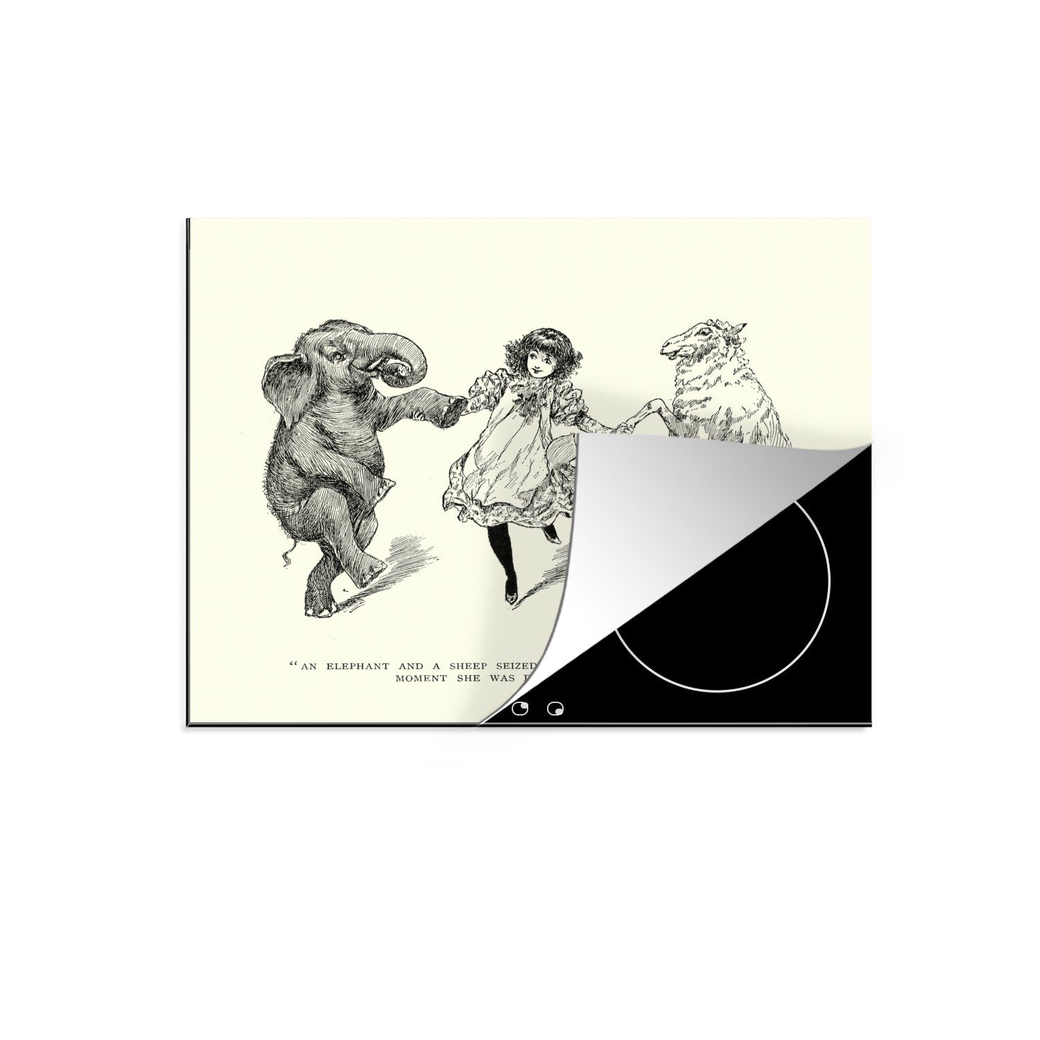 60x52 Herdblende-/Abdeckplatte eines Kinderbuchs, Vinyl, alten Ceranfeldabdeckung nutzbar, Arbeitsfläche MuchoWow Mobile cm, Illustration (1 tlg),