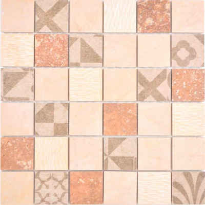 Mosani Mosaikfliesen Marmor Mosaik Fliese Keramik beige braun Wand Küche