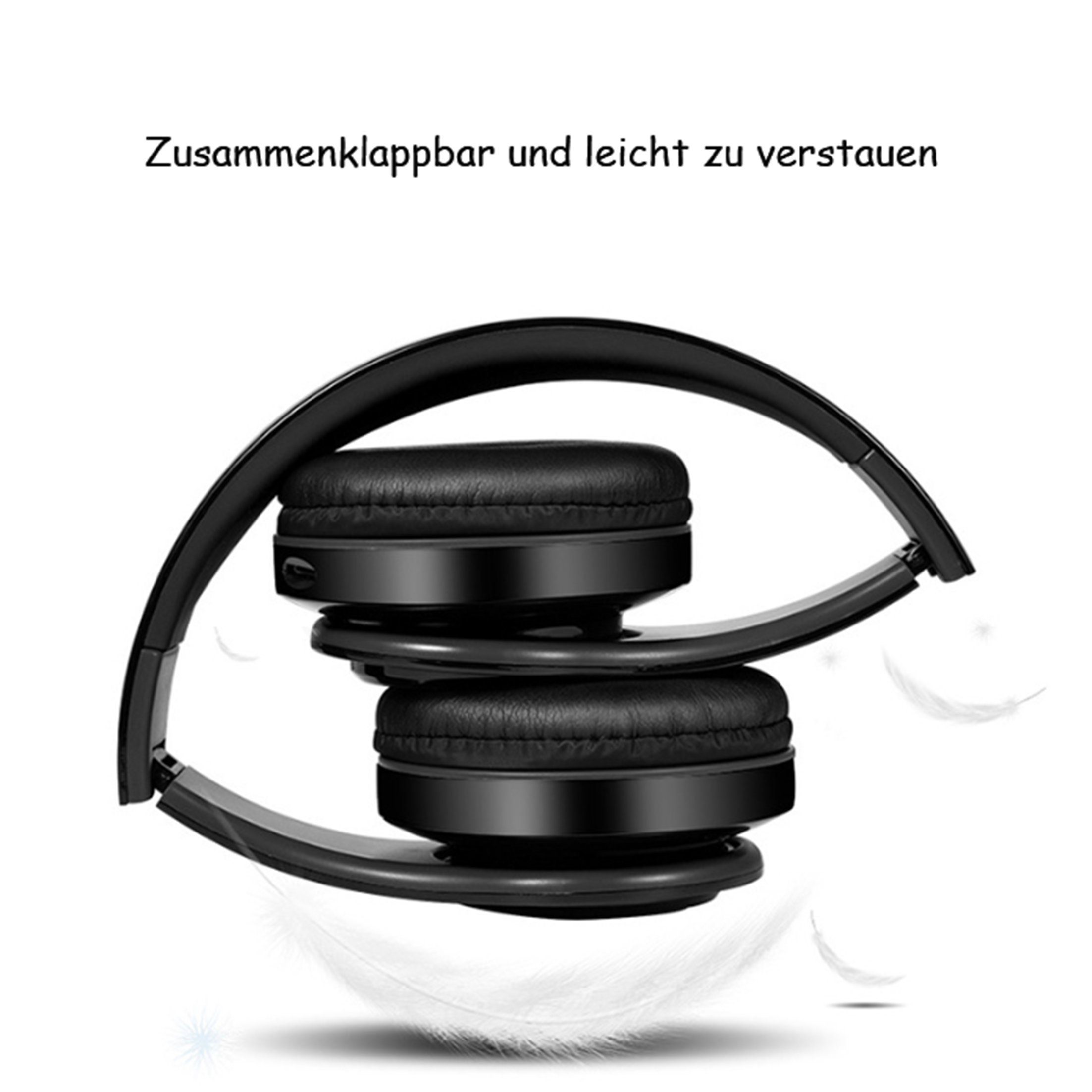 Diida Bluetooth-Kopfhörer,Gaming-Headset,kabelloses Kopfbügel-Kopfhörer Over-Ear-Kopfhörer schwarz-rot