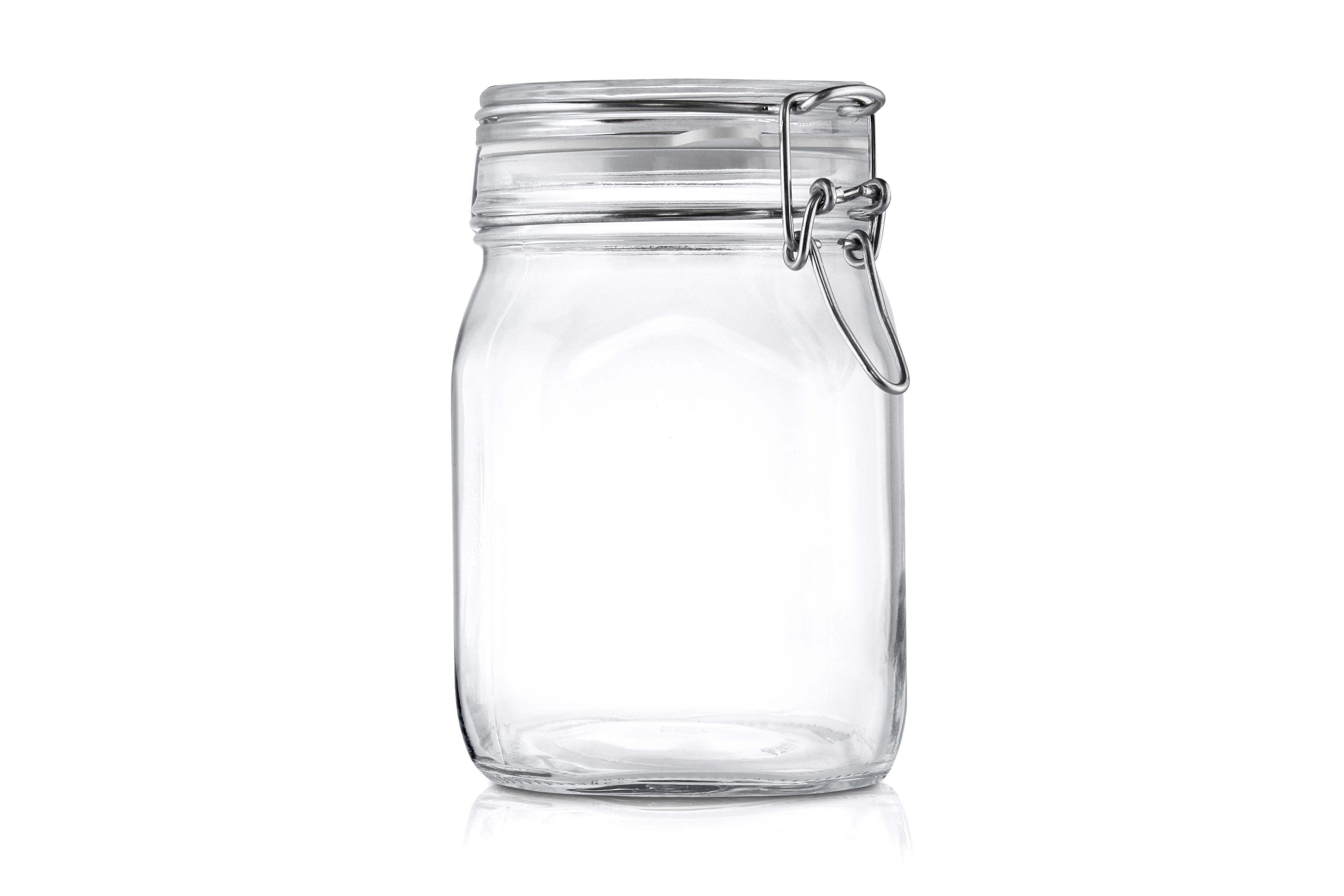 Glas Bügelverschluss Rezeptheft, Einmachglas Set 6er incl 1,0L Fido Vorratsglas Original MamboCat