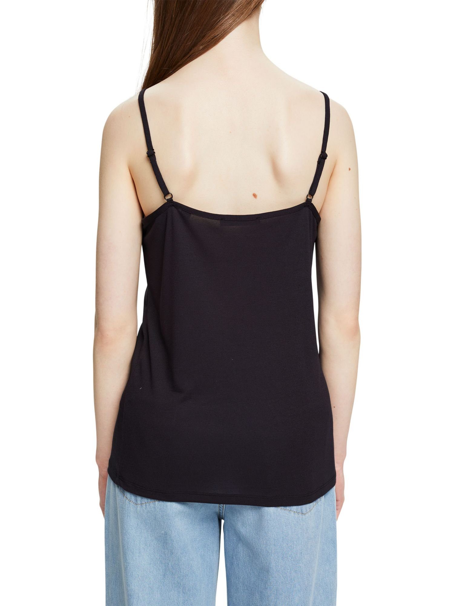 Top Esprit (1-tlg) BLACK mit ECOVERO™ T-Shirt Spitze, Collection LENZING™