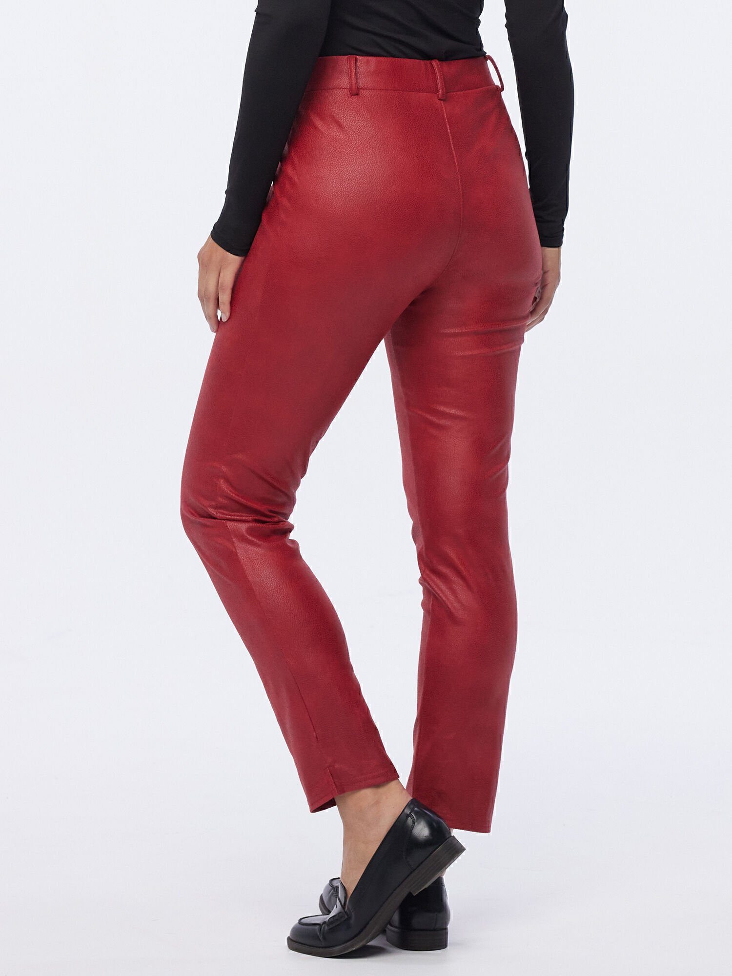 MONACO blue (1-tlg) rot Leggings elastisch Lederimitathose in Lammnappalederimitat hochwertigem