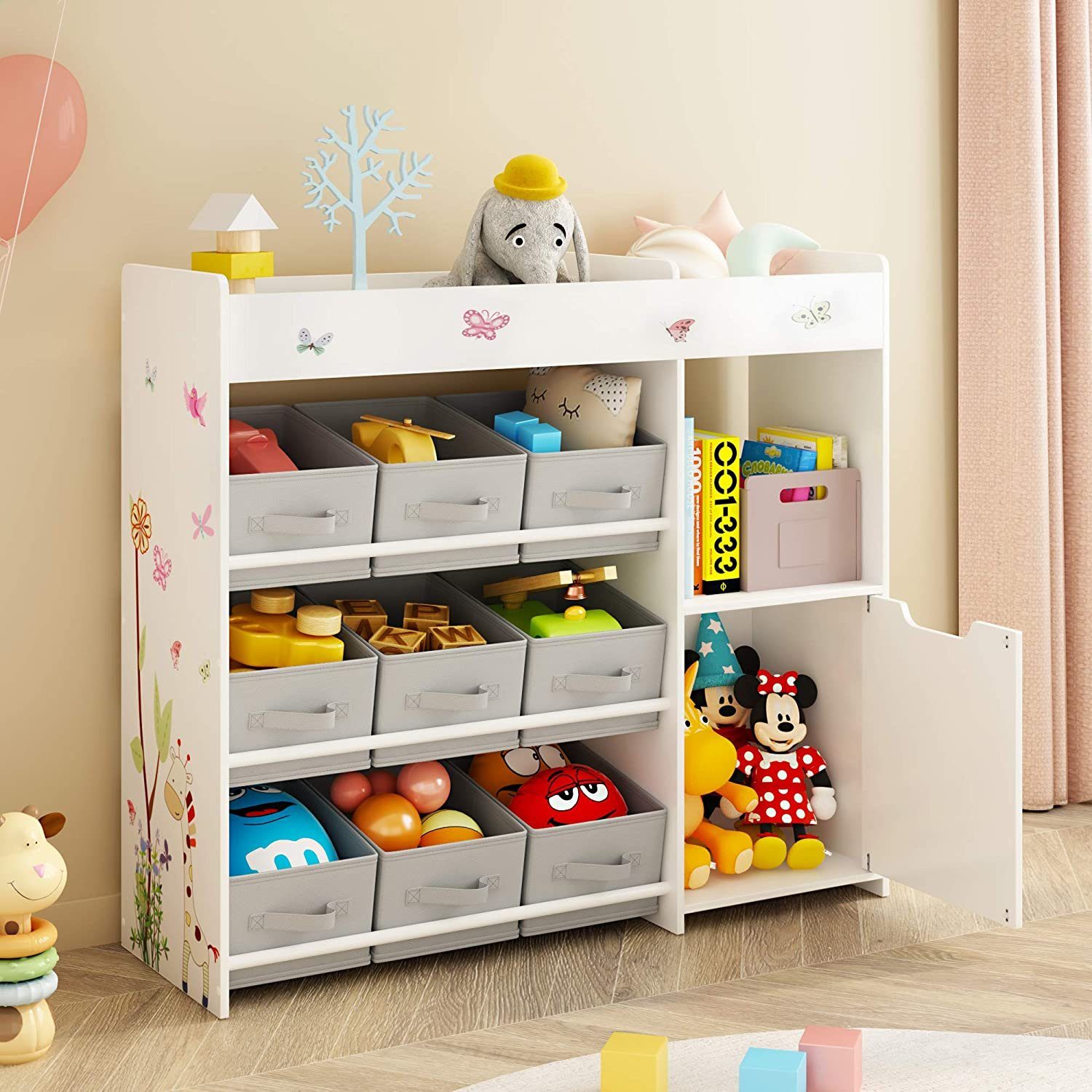 Möbel Bücherschränke HOMECHO Bücherregal, Kinderzimmerregal mit 9 Aufbewahrungsboxen Aufbewahrungsregal Spielzeug-Organizer