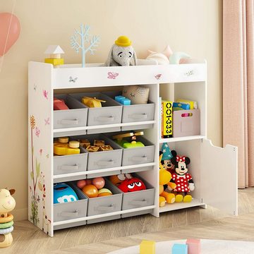 HOMECHO Spielzeugtruhe, Spielzeugregal Bücherregal Kinderzimmer mit 9 boxen