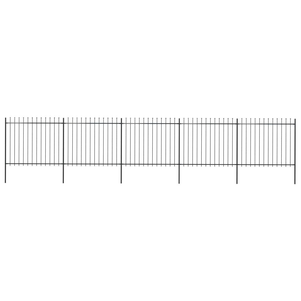 vidaXL Gartenzaun Gartenzaun mit Speerspitze Stahl 838 x 150 cm Schwarz, (1-St)