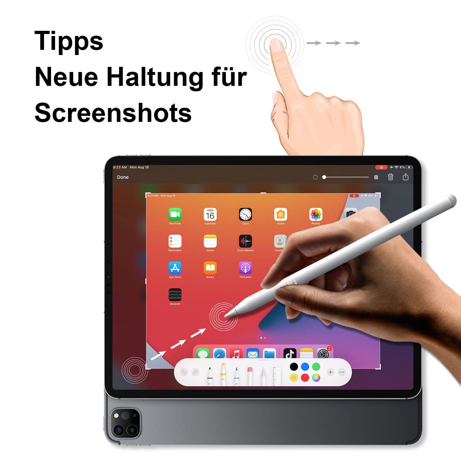 Stift,Stylus Pen Eingabestift iPad für Weiß 2018-2022, Aoucheni Stylus