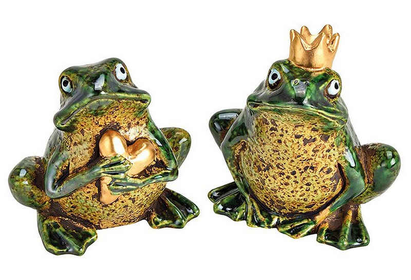 NO NAME Gartenfigur Froschkönig und seine Königin aus Keramik, Dekofigur, H 11 cm, (Set)