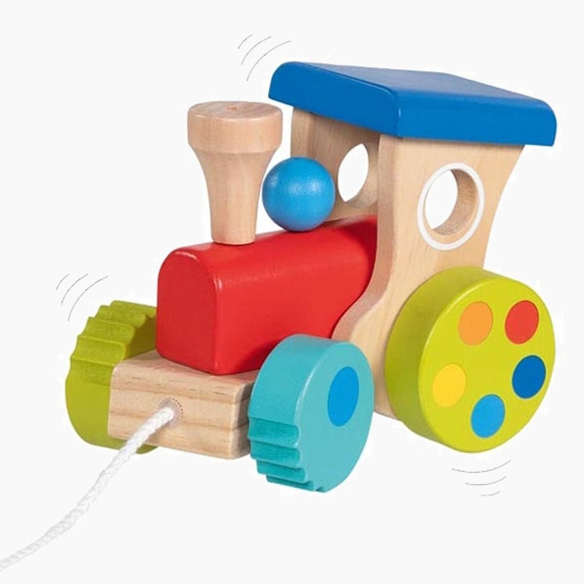 goki Nachziehfahrzeug Die Zieh-Lokomotive Jumping Loko, (packung, 1-tlg), Bewegungsanreiz mit überraschendem Lauf