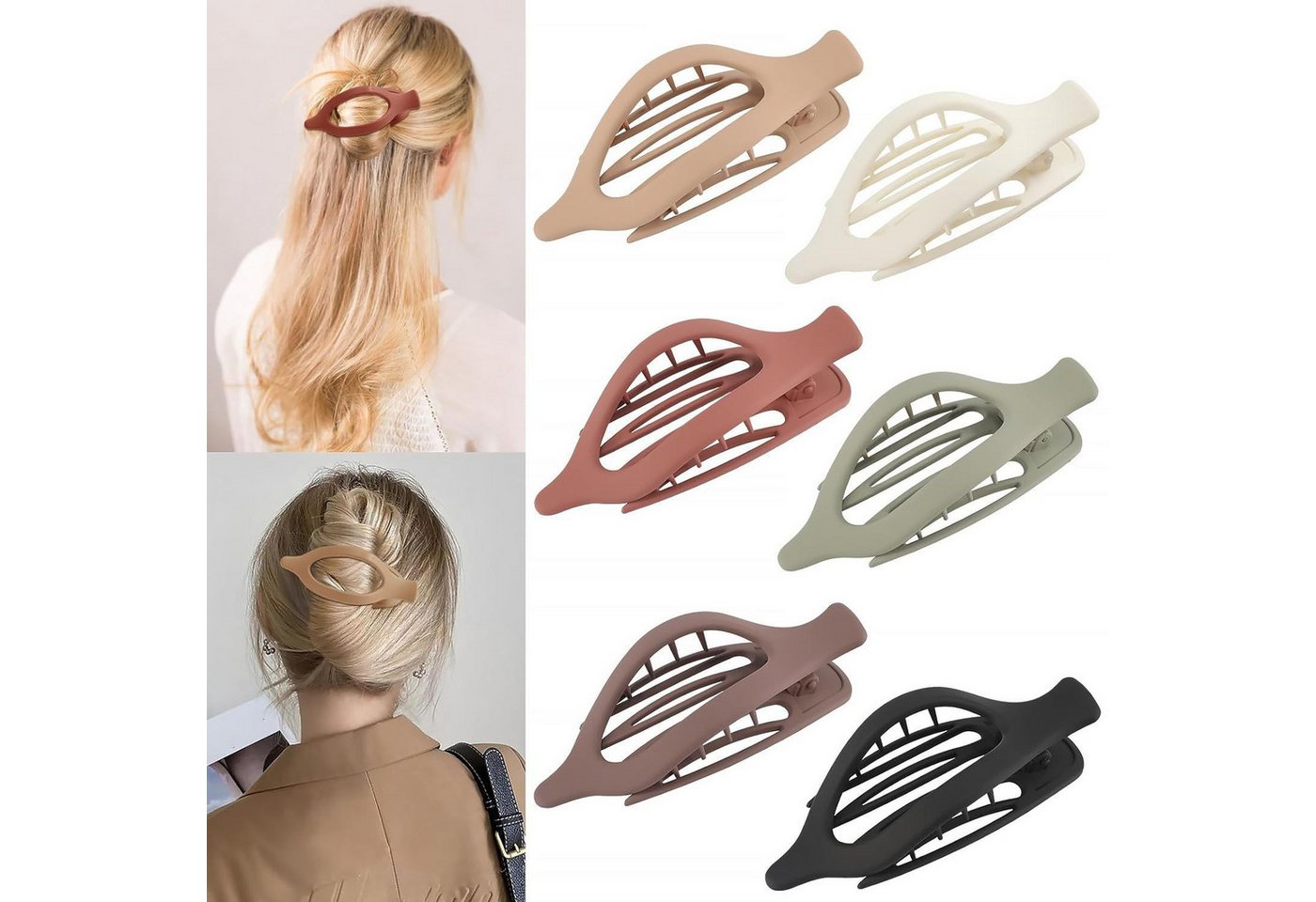 MOPUEA Haarspange Haarspangen Damen 6Stück leicht langlebig rutschfest französische Art, Einzelclip, kein unnötiges Zubehör, direkt einsatzbereit, 6 Farben für jeden Look, spart Zeit beim Kombinieren, Flach, druckfrei, rutschfest, kein Ziepen im Haar