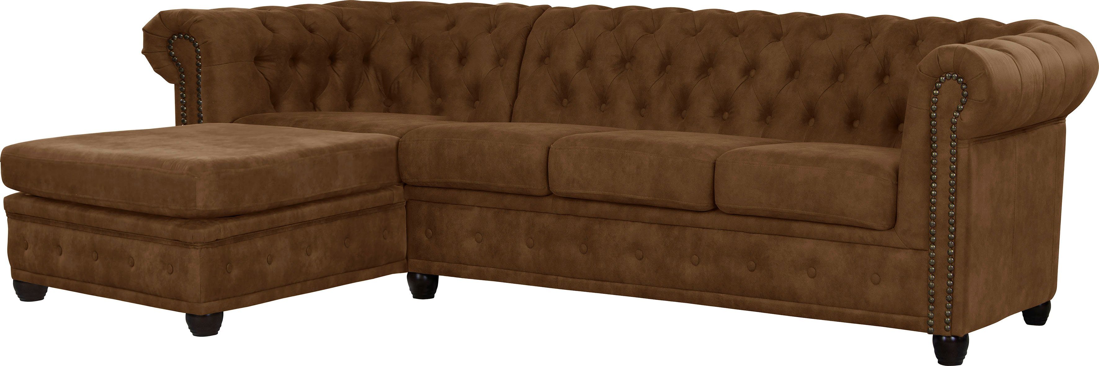 Home affaire Chesterfield-Sofa "Rysum L-Form" Chesterfield-Optik mit Ottoma günstig online kaufen