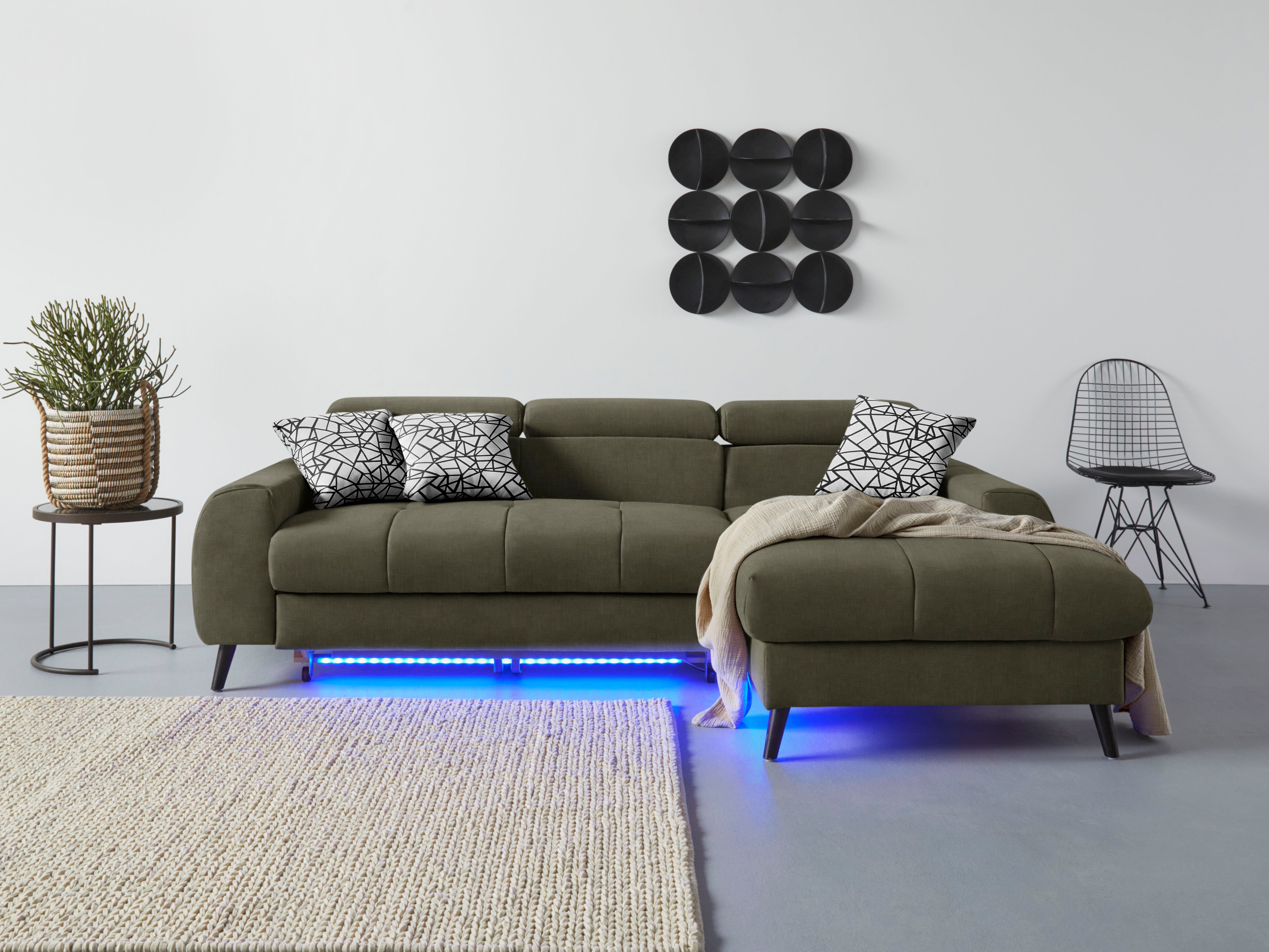 COTTA Ecksofa "Mia L-Form mit 3 Zierkissen", wahlweise mit Bettfunktion, Be günstig online kaufen