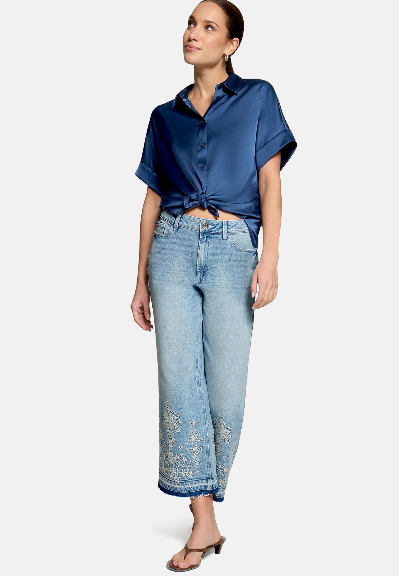 Zero Slim-fit-Jeans Damen mit weitem Bein.