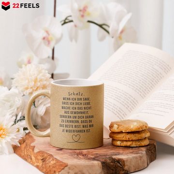 22Feels Tasse, Keramik, Glitzertasse, Made in Germany