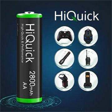 HiQuick 2800mAh 16 Stück mit hoher Kapazität,NI-MH wiederaufladbare AA Akku Akku (1,2 V, 16 St)