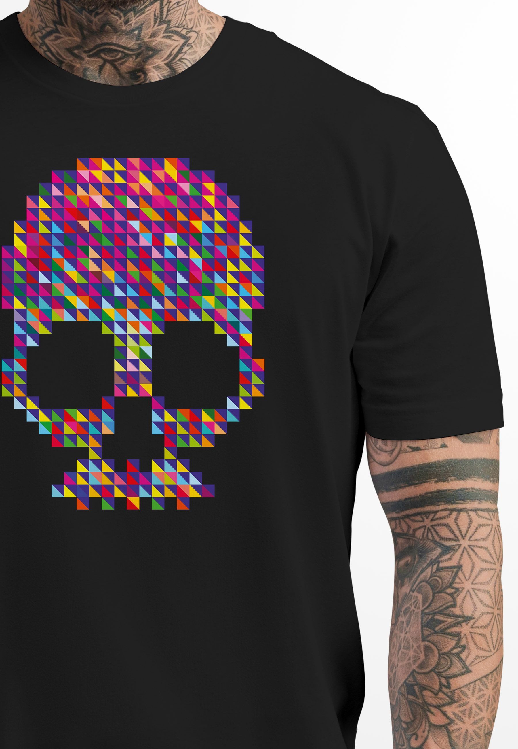 Neverless Print-Shirt Herren T-Shirt Totenkopf Skull Design Printshirt Minimalistic Art mit Print