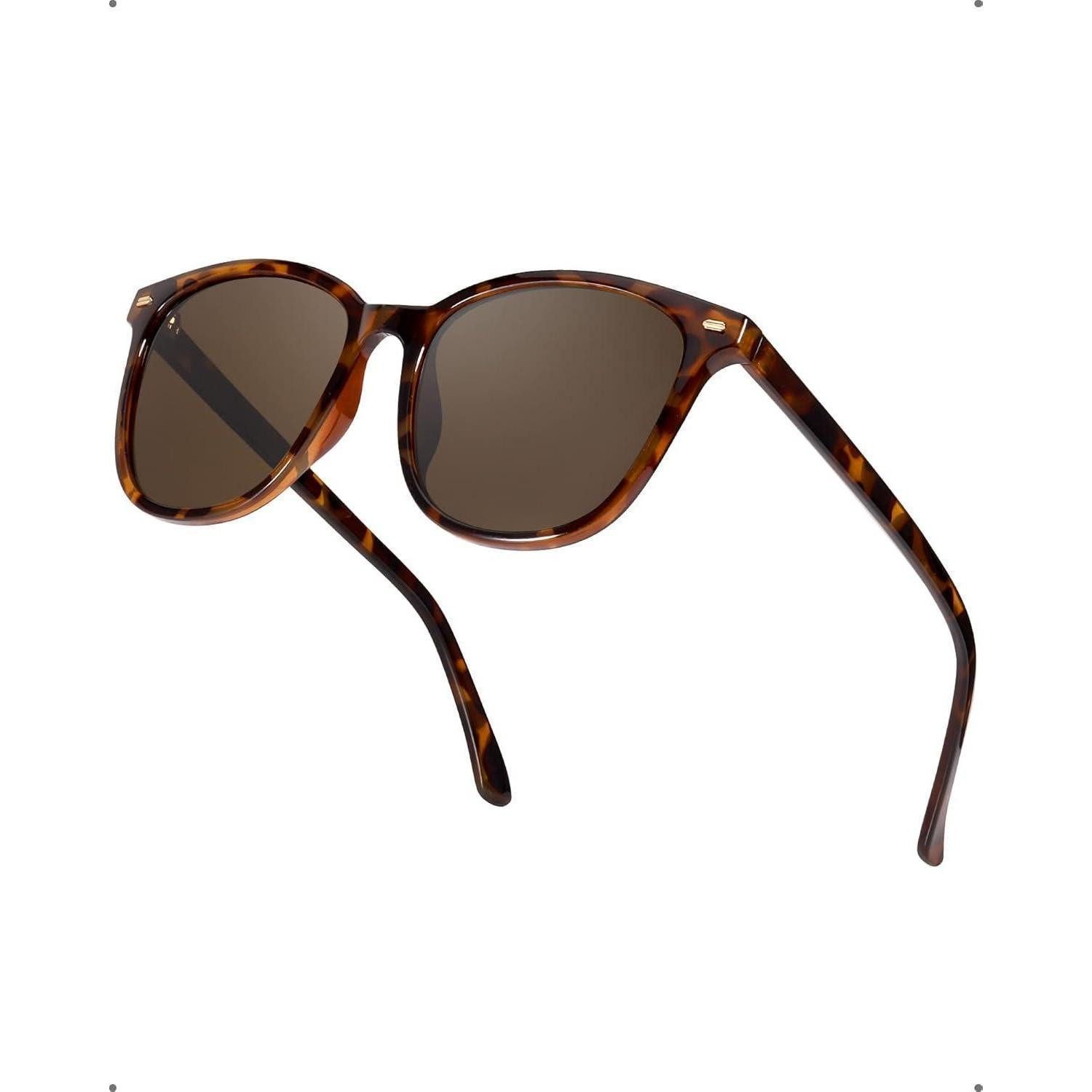 Wayfarer Sonnenbrille Damen polarisierte UV400 verspiegelte groß Trtoise Brown