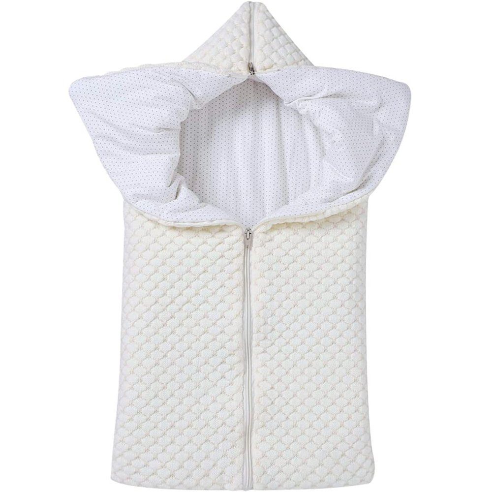 Babydecke Neugeborenen Wickeldecke, Multifunktional Winter warme Schlafsack, GelldG weiß