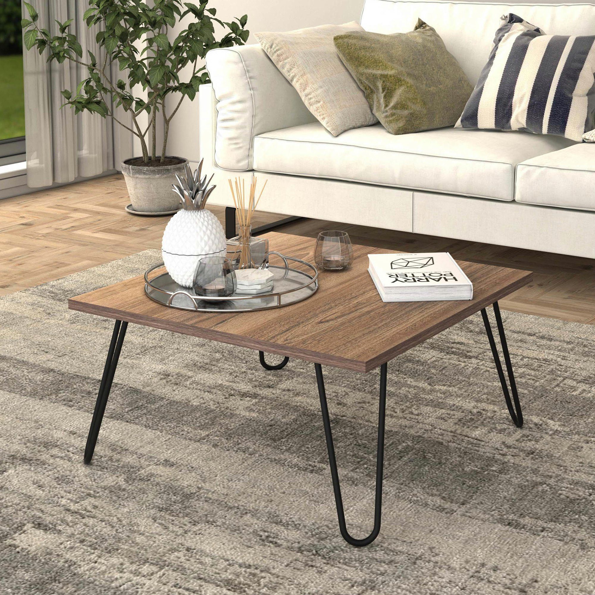 en.casa Couchtisch, »Vindeln« Beistelltisch 60x60x30cm Walnuss günstig online kaufen