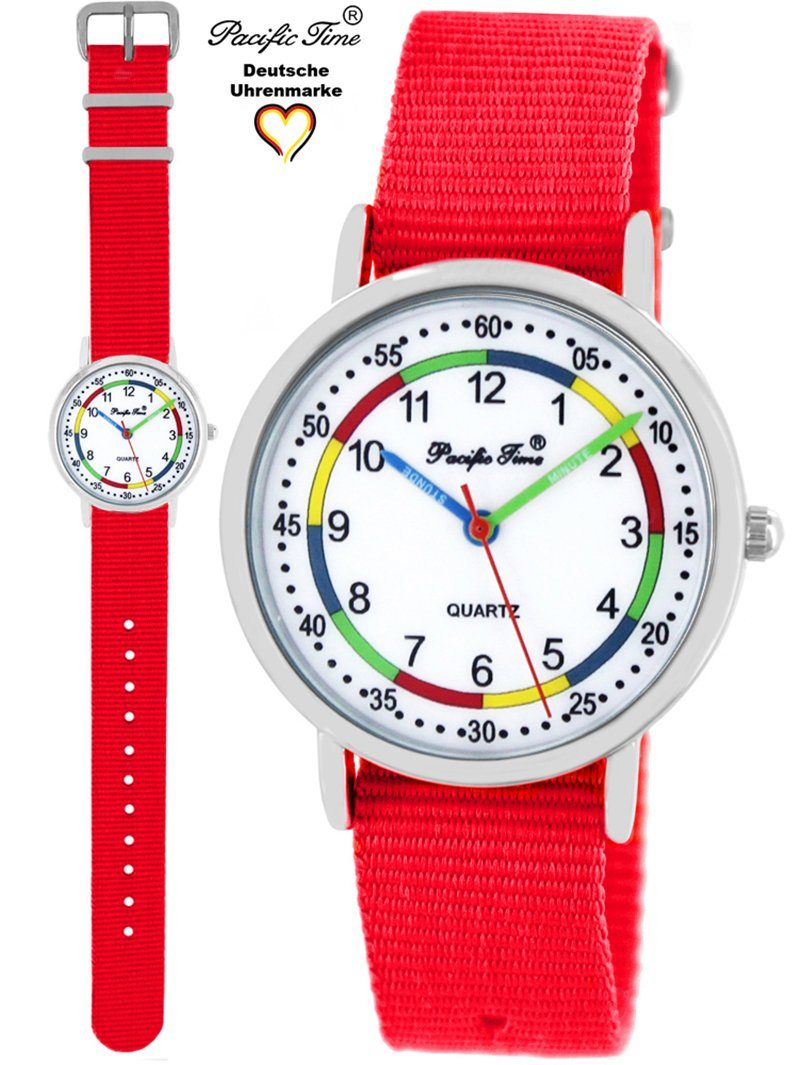 Pacific Time Quarzuhr Kinder Armbanduhr First Lernuhr Wechselarmband, Mix und Match Design - Gratis Versand rot