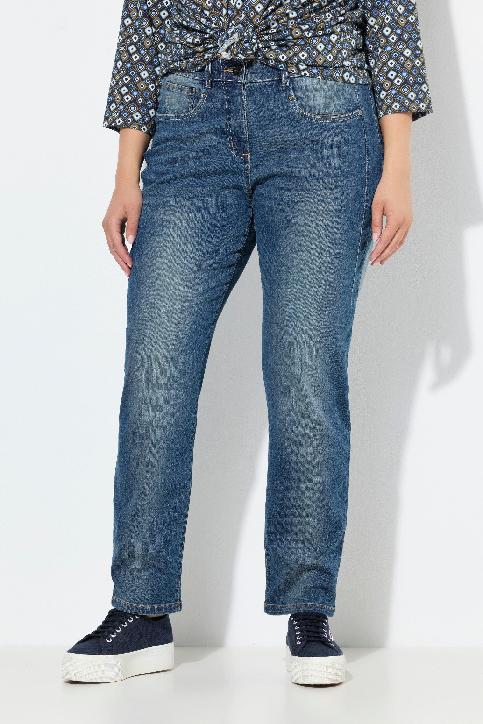 Ulla Popken Regular-fit-Jeans Boyfriend-Jeans Ziernähte bequeme günstig online kaufen