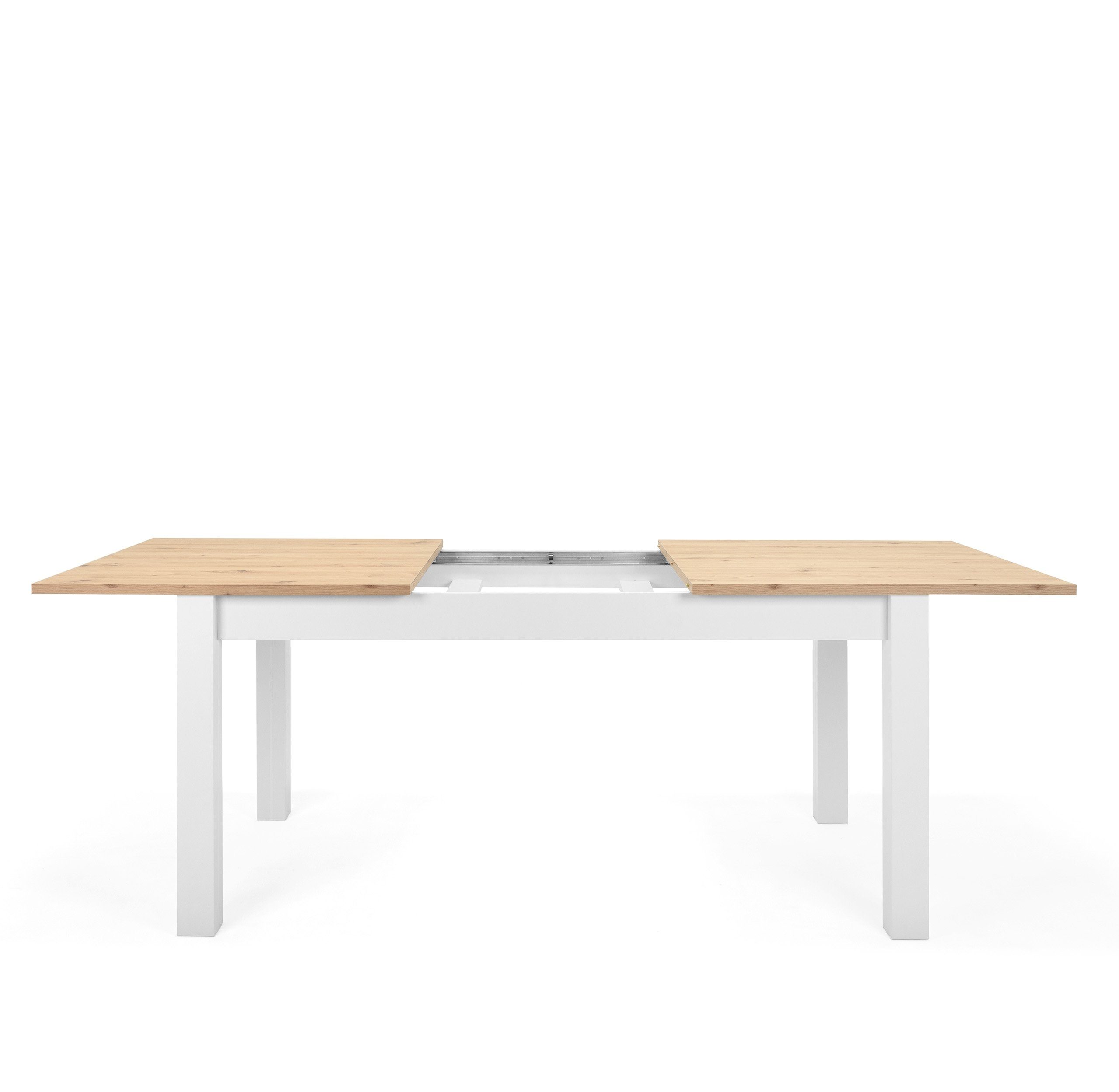 Newroom Esstisch Wildeiche 215 cm, ausziehbar 160-215 cm inkl. Tischplatte Weiß Wildeiche Vintage