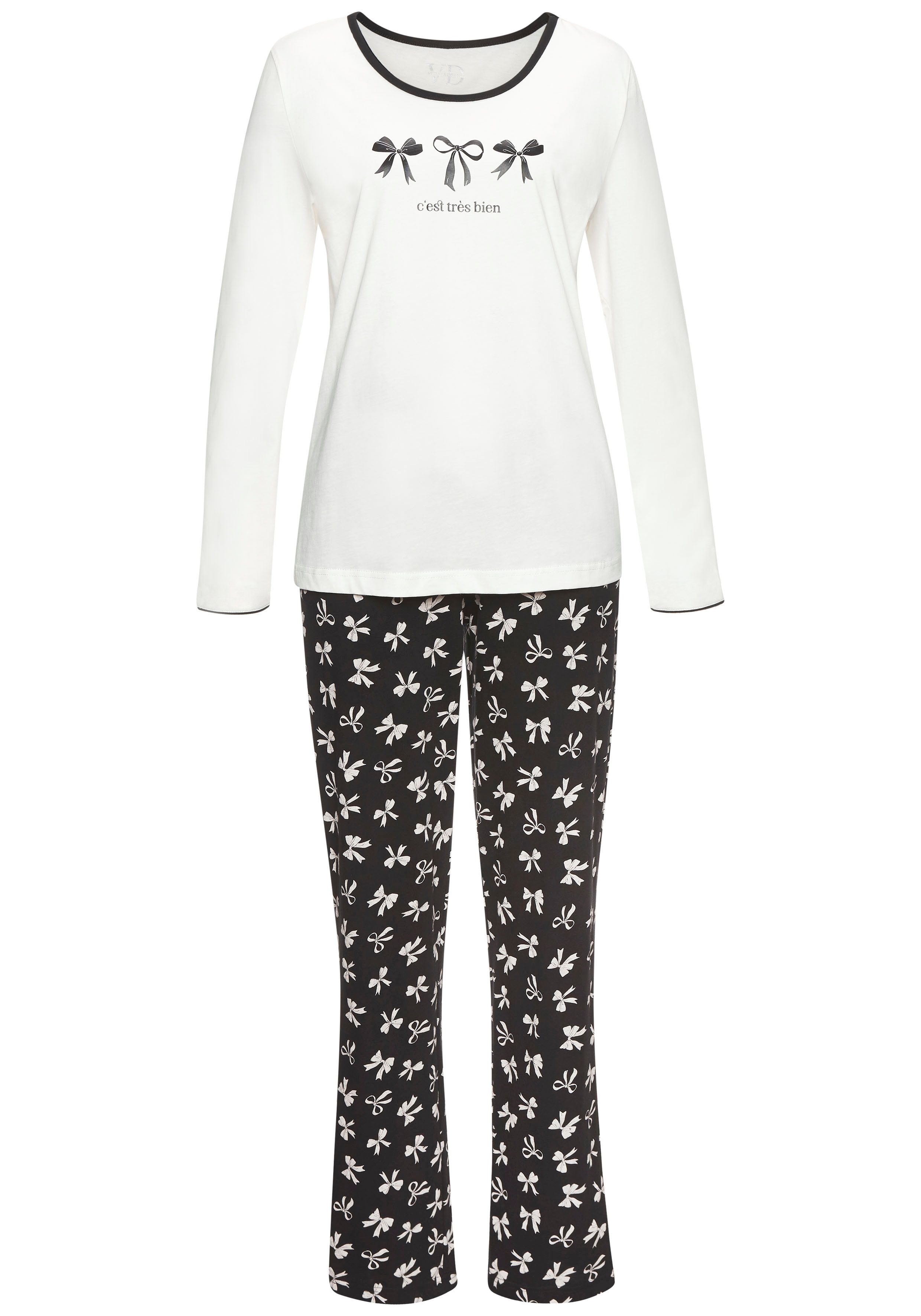 Vivance Dreams Pyjama (Set, 2 tlg) mit süßem Schleifenmuster günstig online kaufen